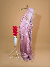 Baby Pink Kalmkari Printed Tussar Silk