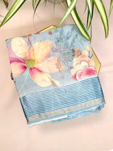 Pure satin georgette green blue