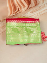 Pure Green Mango Saree with Golden Zari Butas