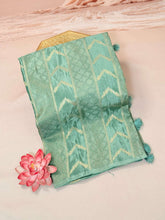 Stripe tissue borderless saree with tassels