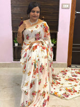 pure georgette white saree