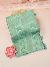 Stripe tissue borderless saree with tassels