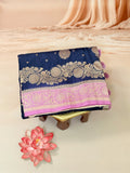 semi katan silk with contrast border