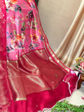 Pure Banarasi Rawmango Saree with Digital Flower Print