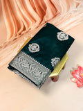 Pure Banarasi Satin Mashroo Saree with Silver Zari Butis
