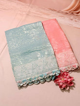 Tissue crush saree with scalloped border