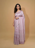 pinkish tussar silk saree