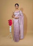 pinkish tussar silk saree