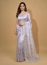 silver organza embriodery