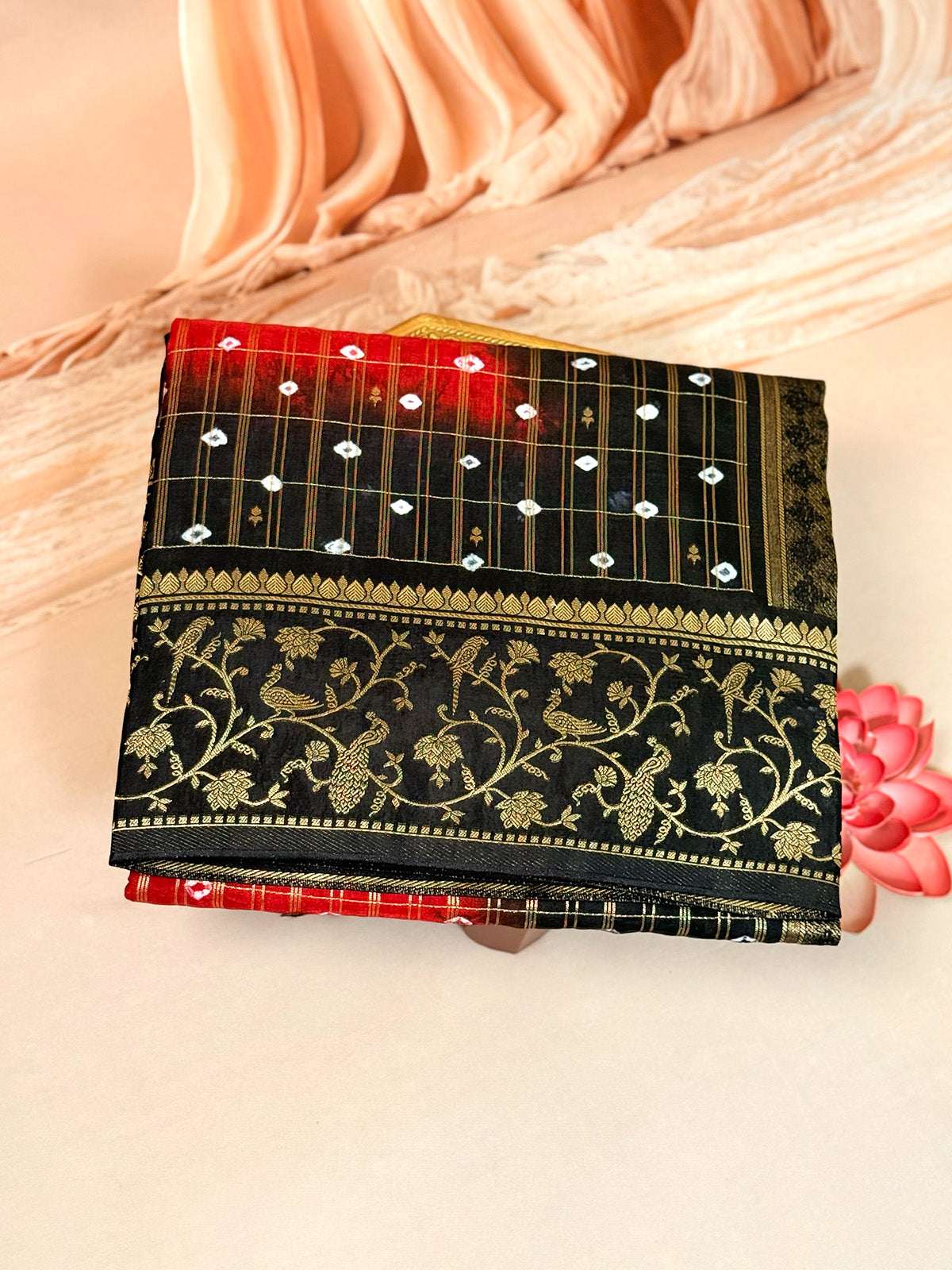 Bandini Tussar Zari weaving