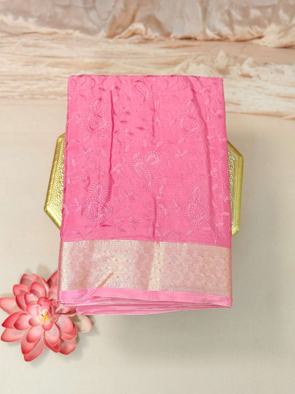 Pure crepe with self embroidery