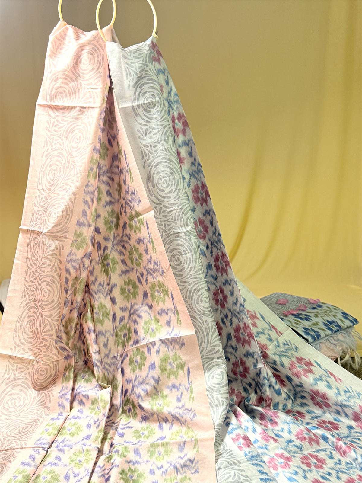 pochampally silk cotton sarees with pochampalii prints