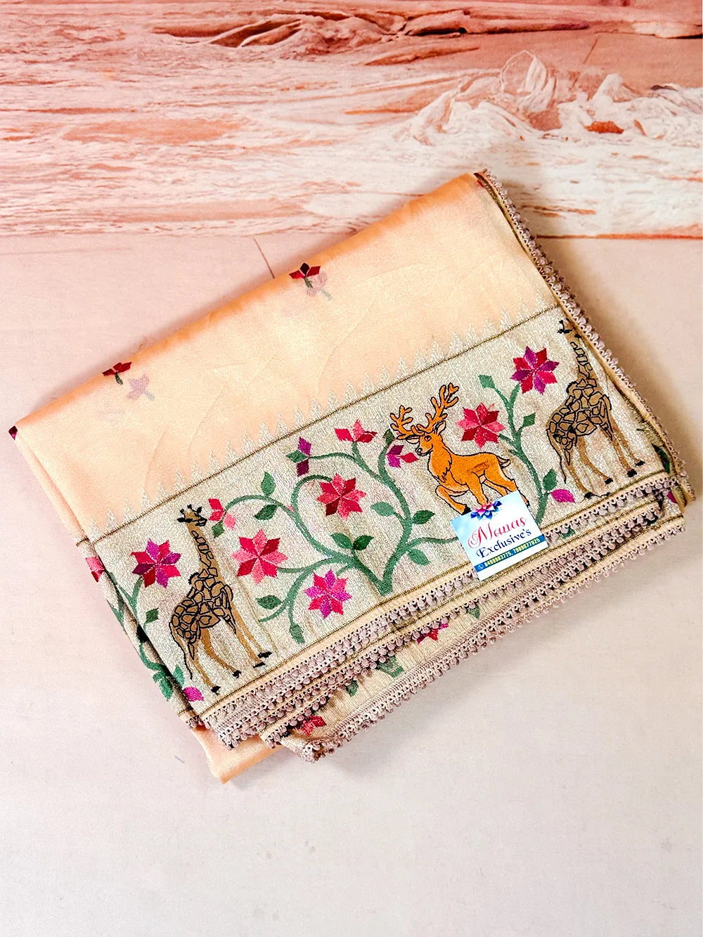 Glass Tissue With Korean Embriodery Saree