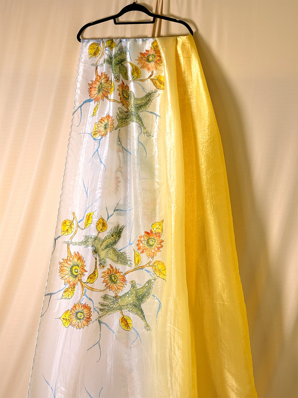 Yellow white tissue silk