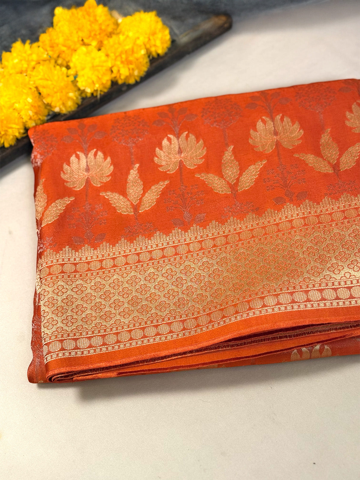 Bracade orange banarasi