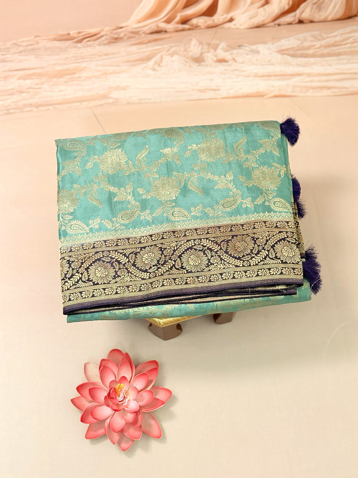 Semi katan silk saree with jaal weaving