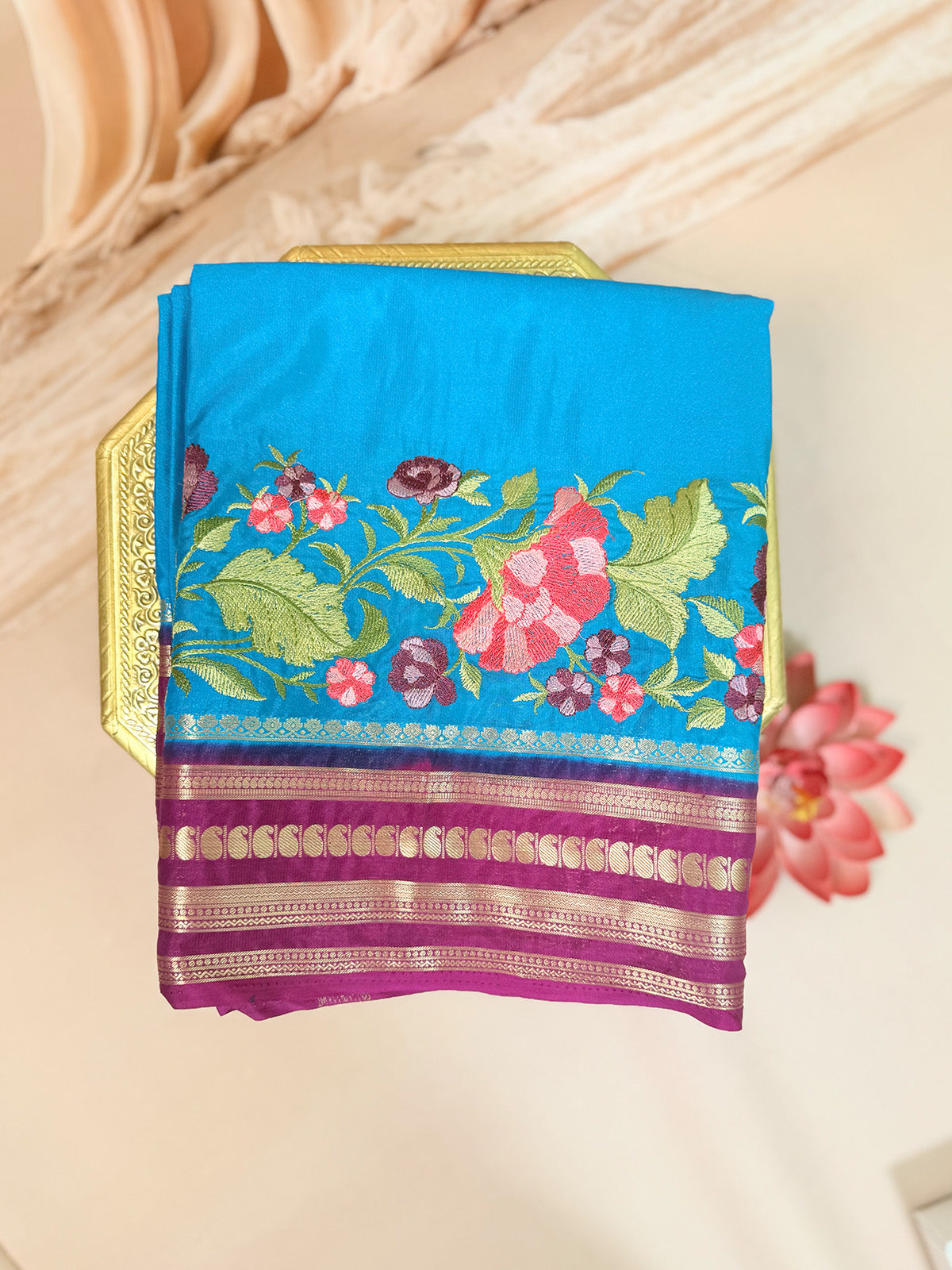 semi mysore crepe embroidery