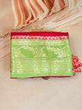 Pure Green Mango Saree with Golden Zari Butas