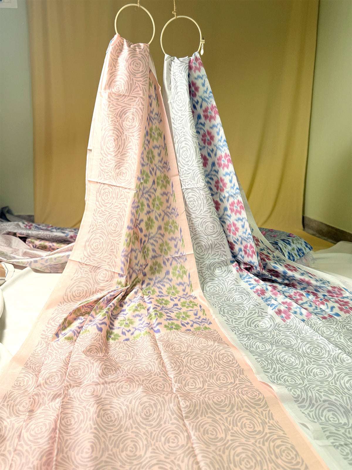 pochampally silk cotton sarees with pochampalii prints