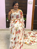 pure georgette white saree