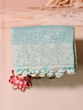 Tissue crush saree with scalloped border