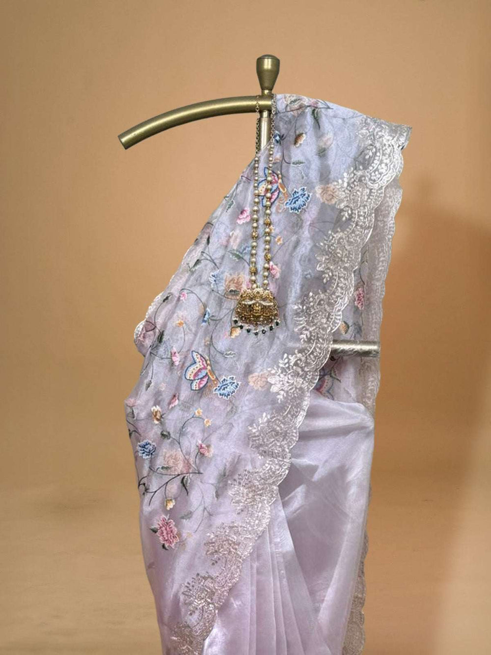 silver organza embriodery