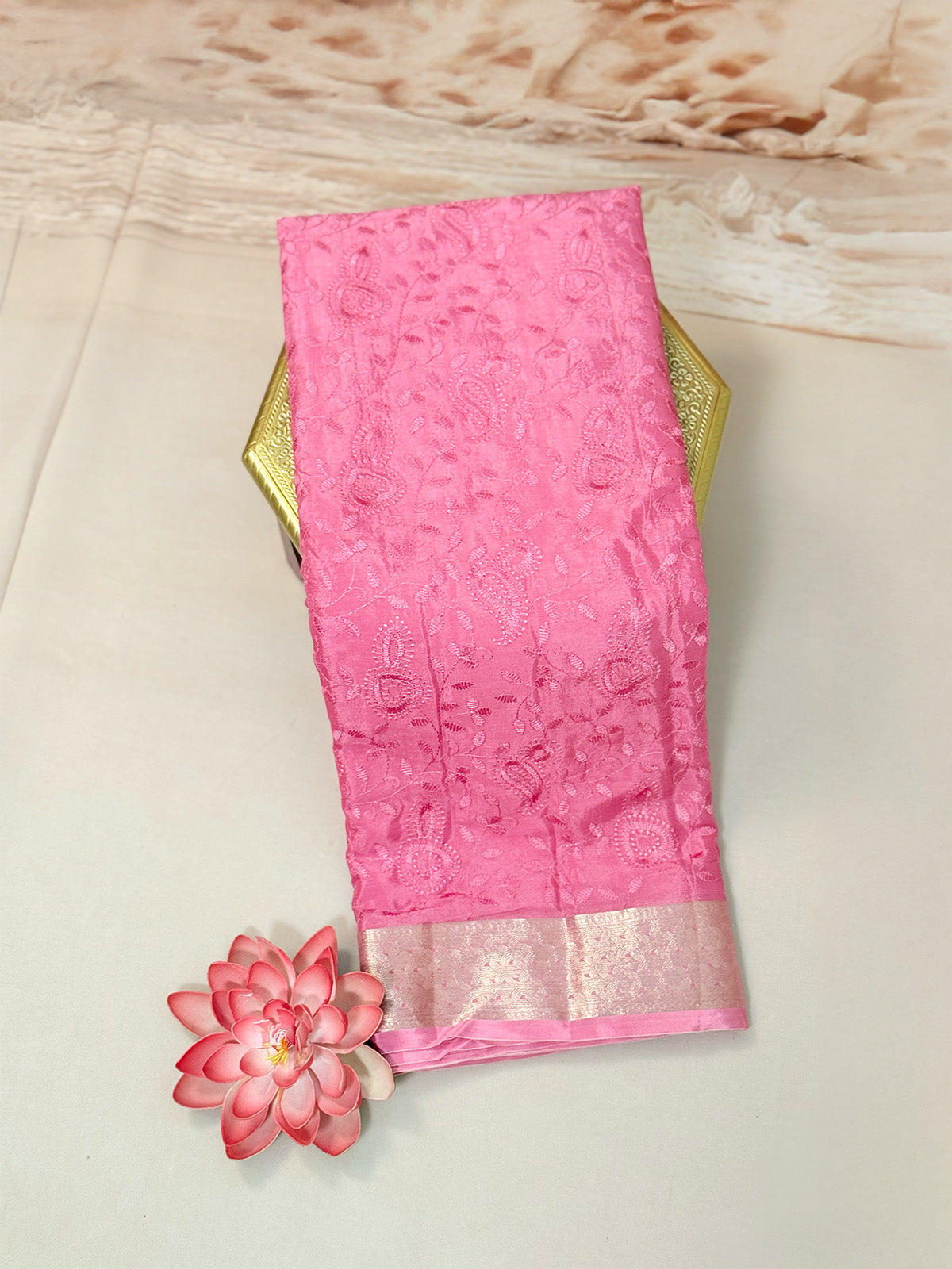 Pure crepe with self embroidery