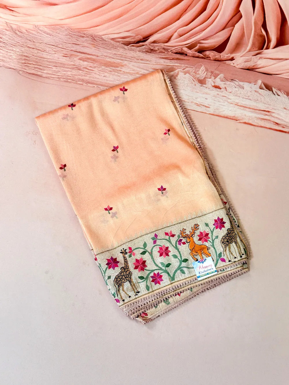 Glass Tissue With Korean Embriodery Saree