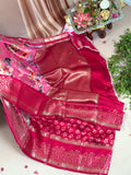 Pure Banarasi Rawmango Saree with Digital Flower Print