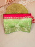 Pure Green Mango Saree with Golden Zari Butas