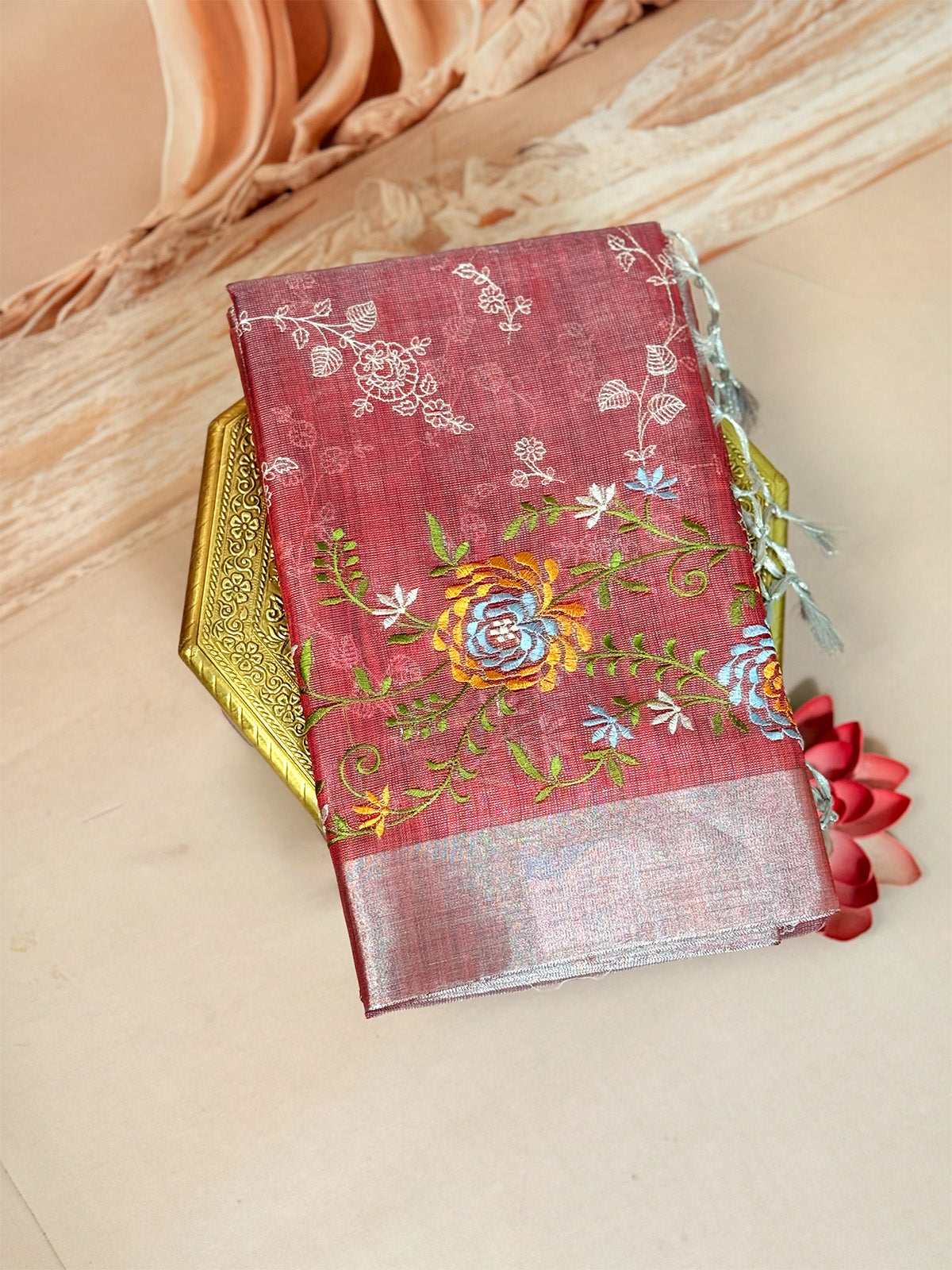Tissue Banarasi Saree with Embroidery