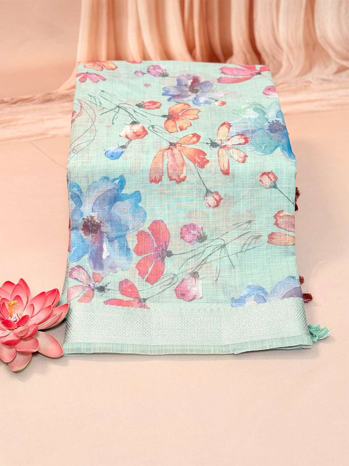Pure linen with digital floral print