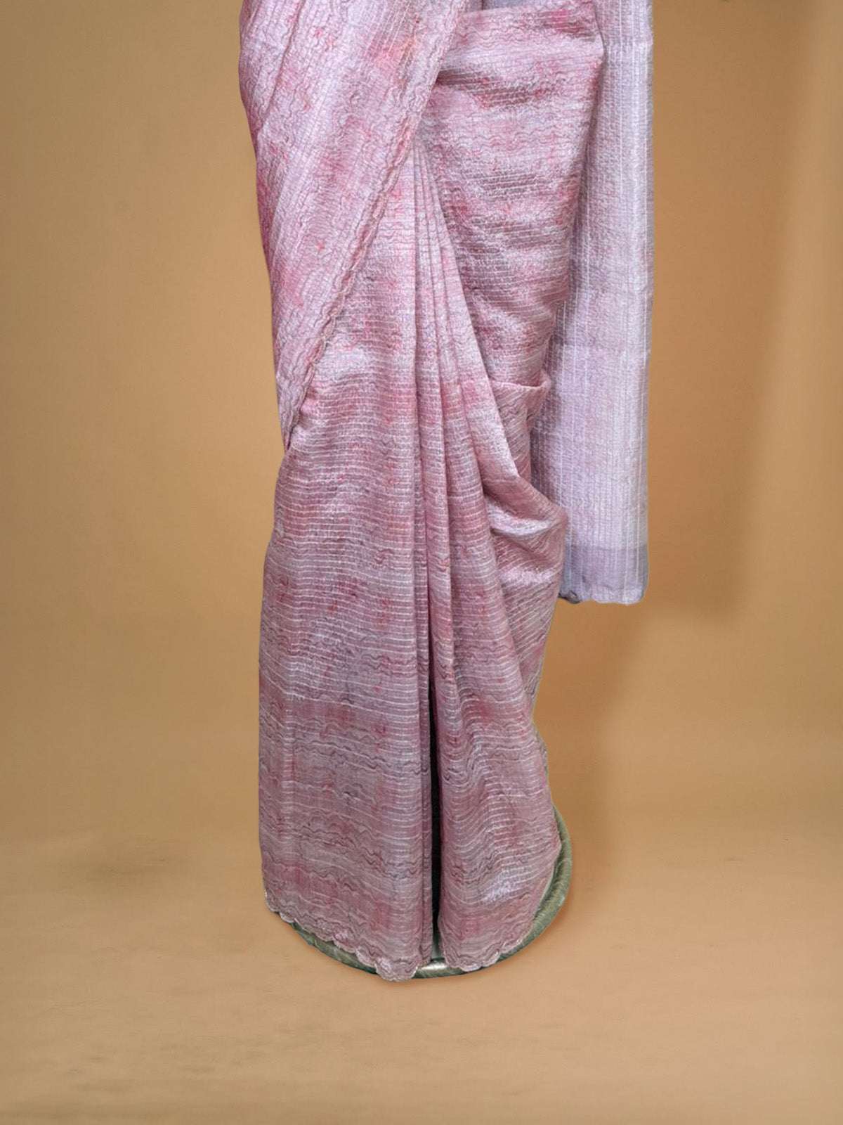 pinkish tussar silk saree