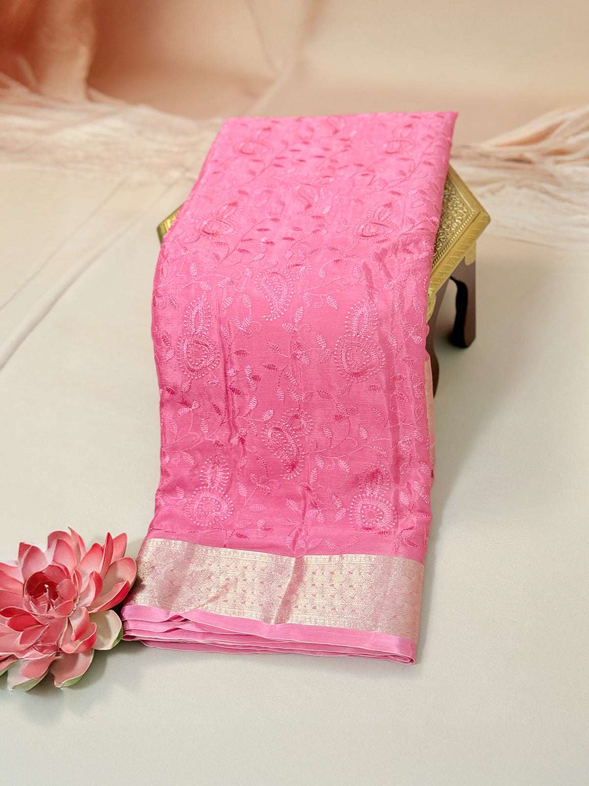Pure crepe with self embroidery