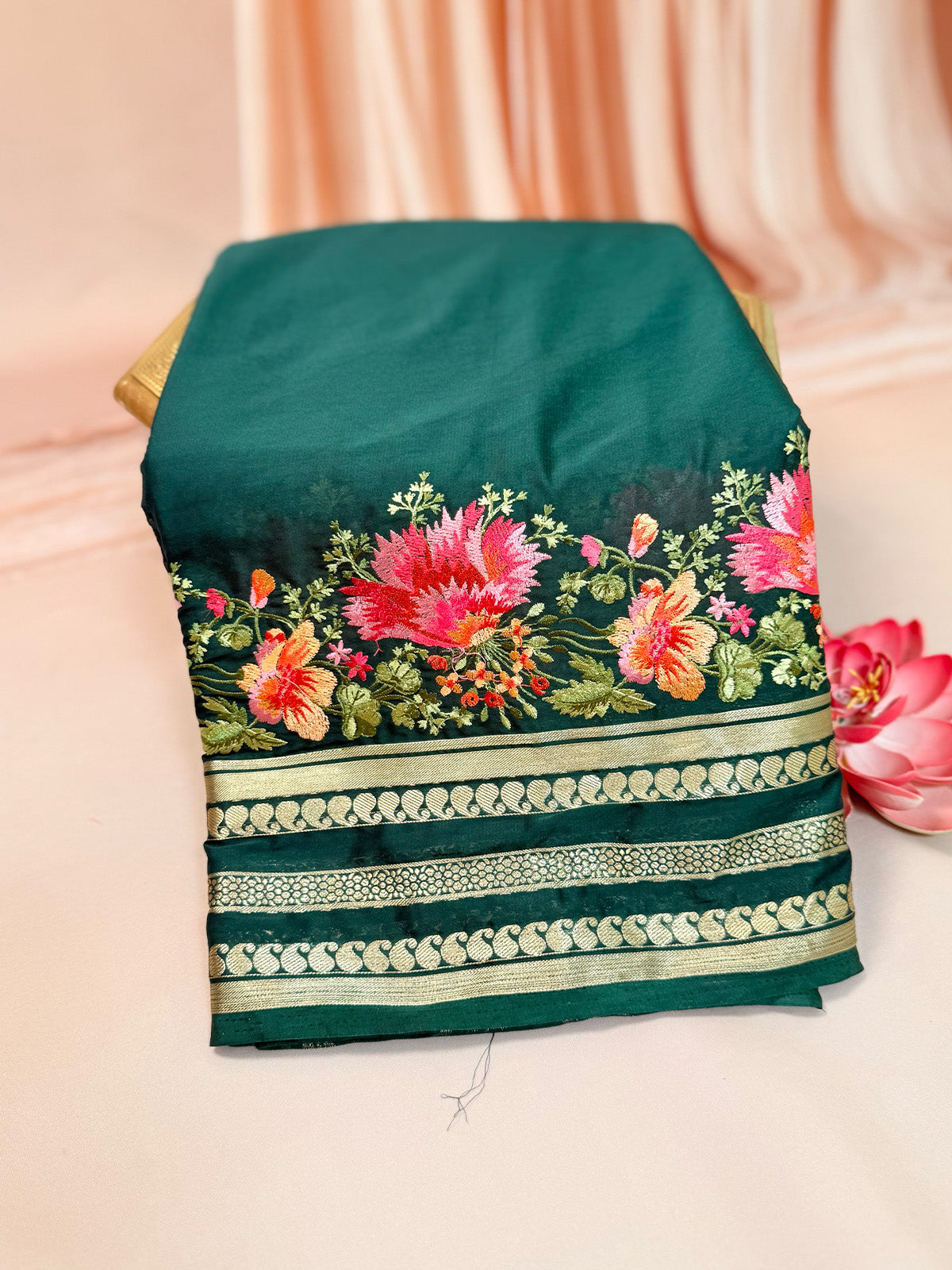 semi mysore crepe embroidery