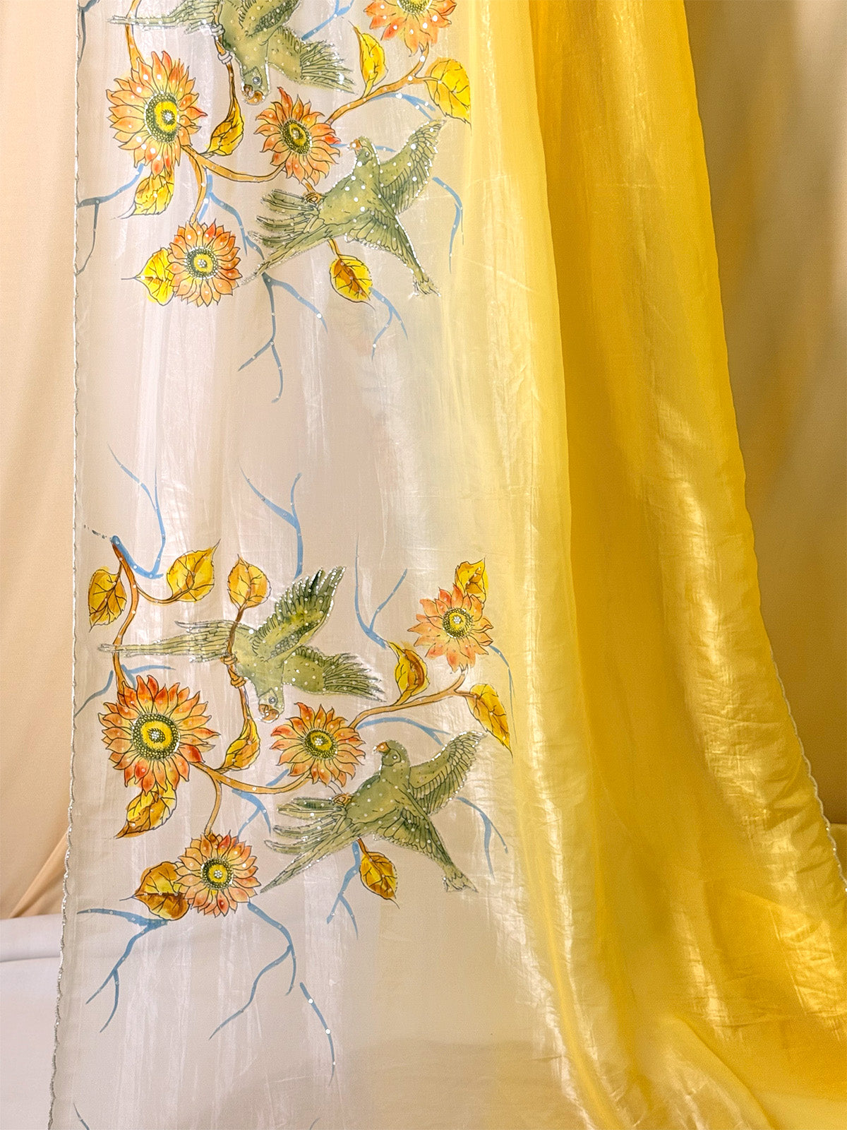 Yellow white tissue silk