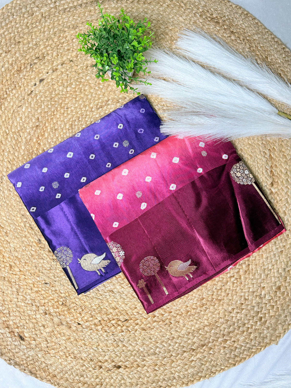 Shaded bandini with satin borders