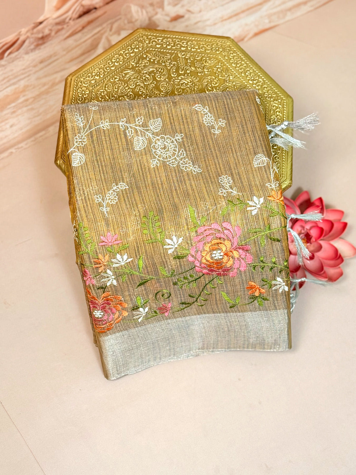 Tissue Banarasi Saree with Embroidery