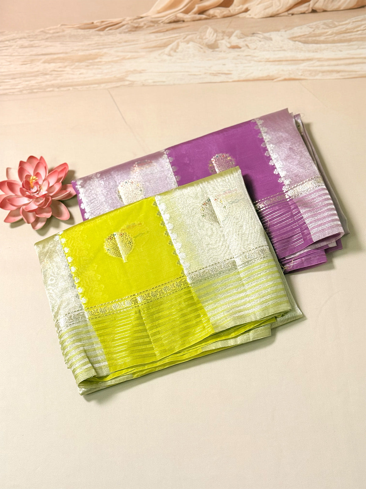 Poona silk saree with zari motifs
