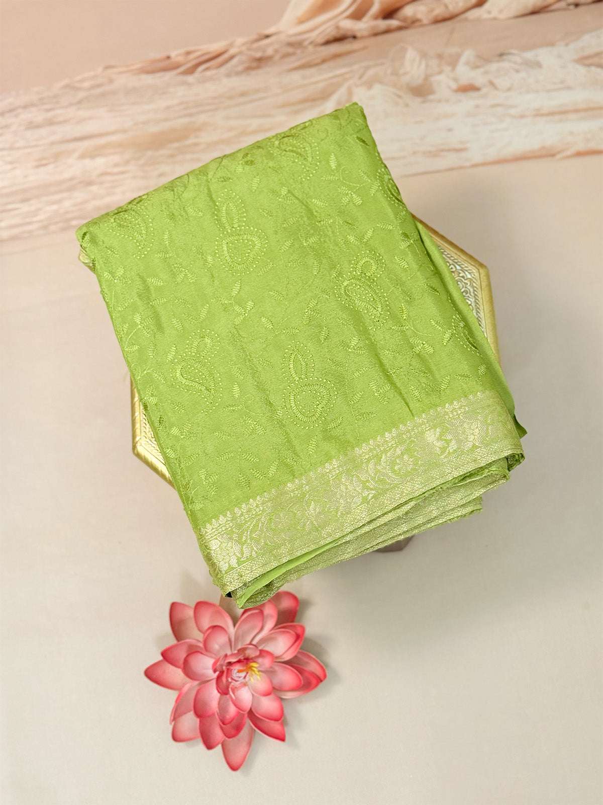 Pure crepe with self embroidery