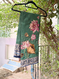 Banarasi Chinnon Silk Saree with Lotus Prints Thread Work