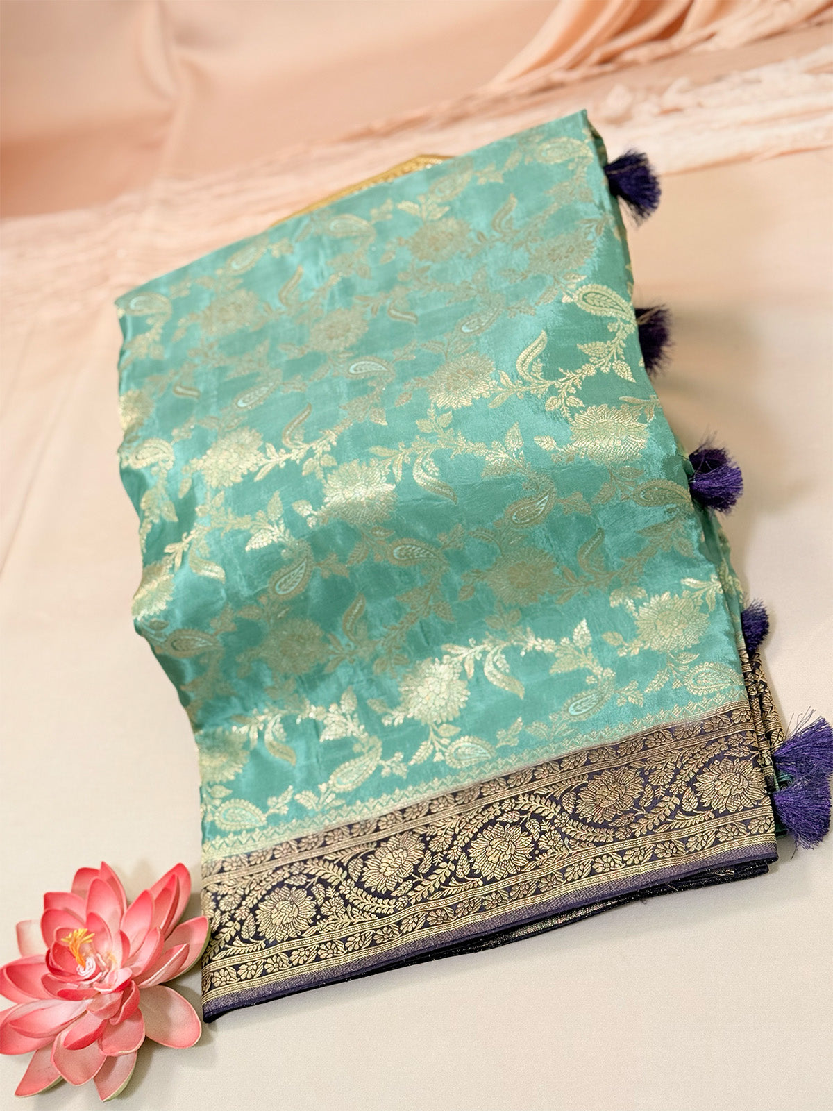Semi katan silk saree with jaal weaving