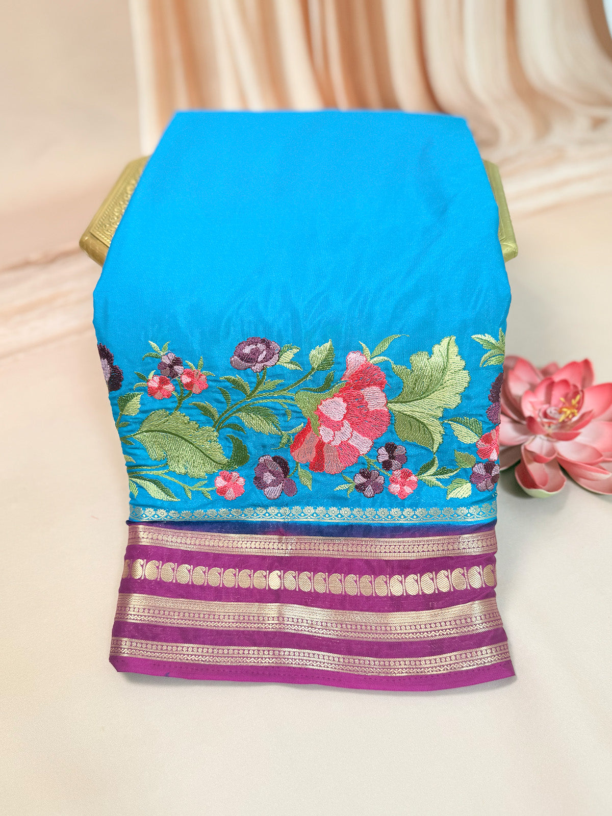 semi mysore crepe embroidery