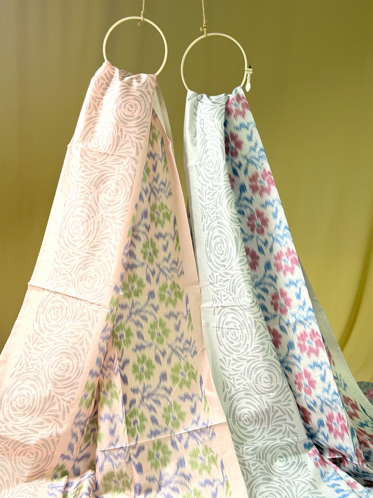 pochampally silk cotton sarees with pochampalii prints