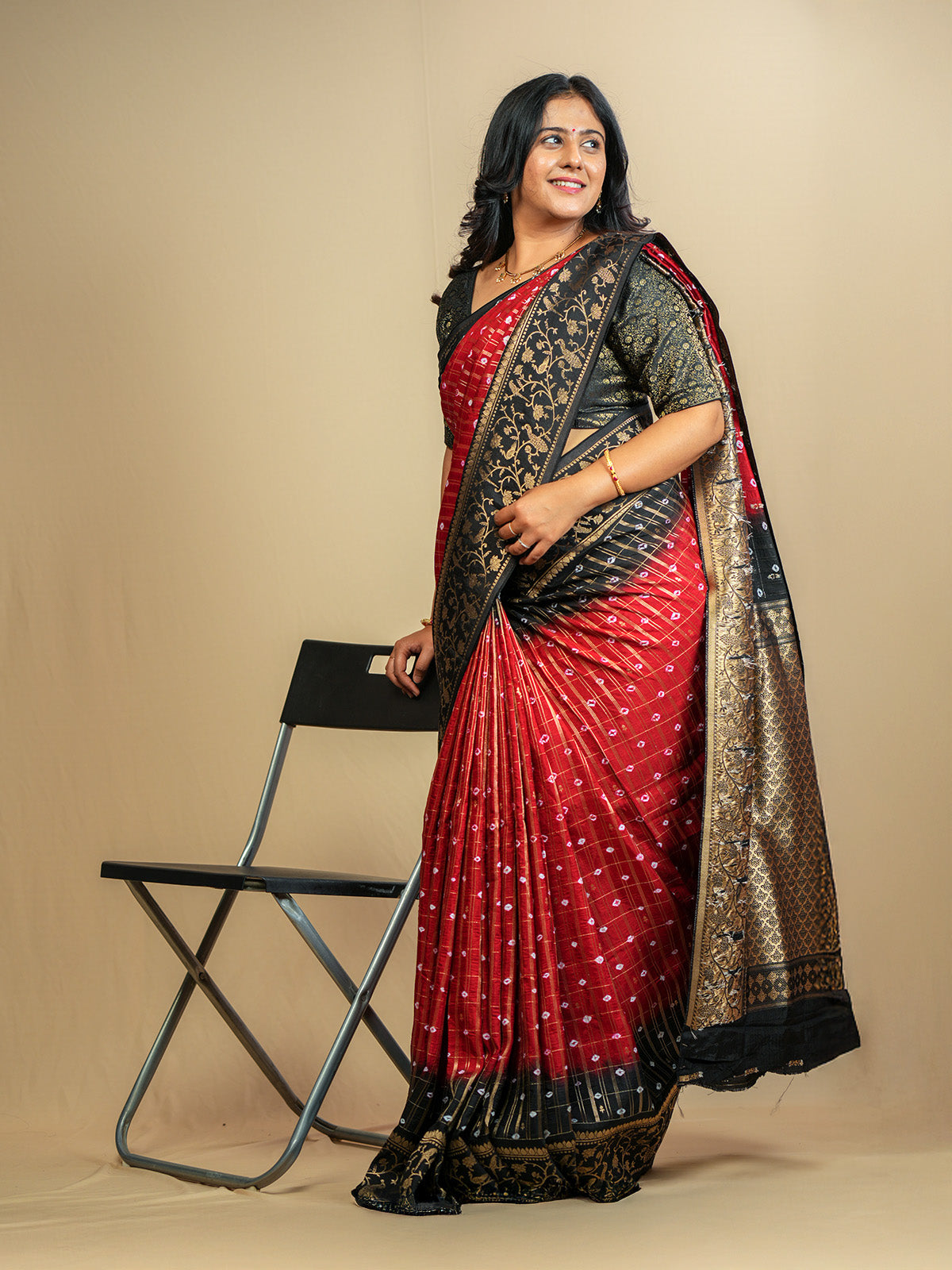 Tussar Bandini Saree
