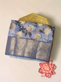 Russian silk saree with digital prints and Zari Buta