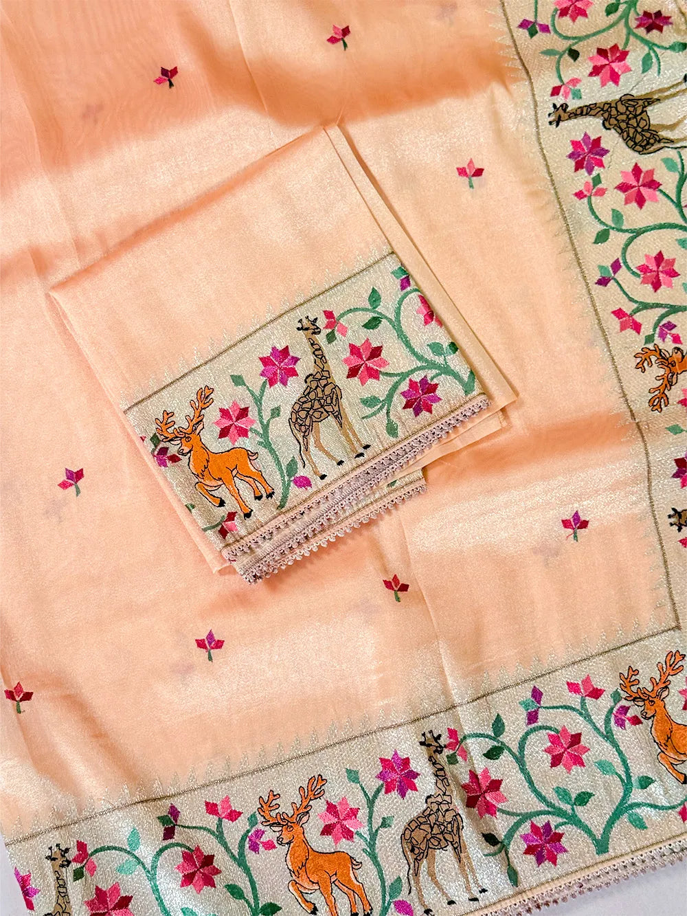 Glass Tissue With Korean Embriodery Saree
