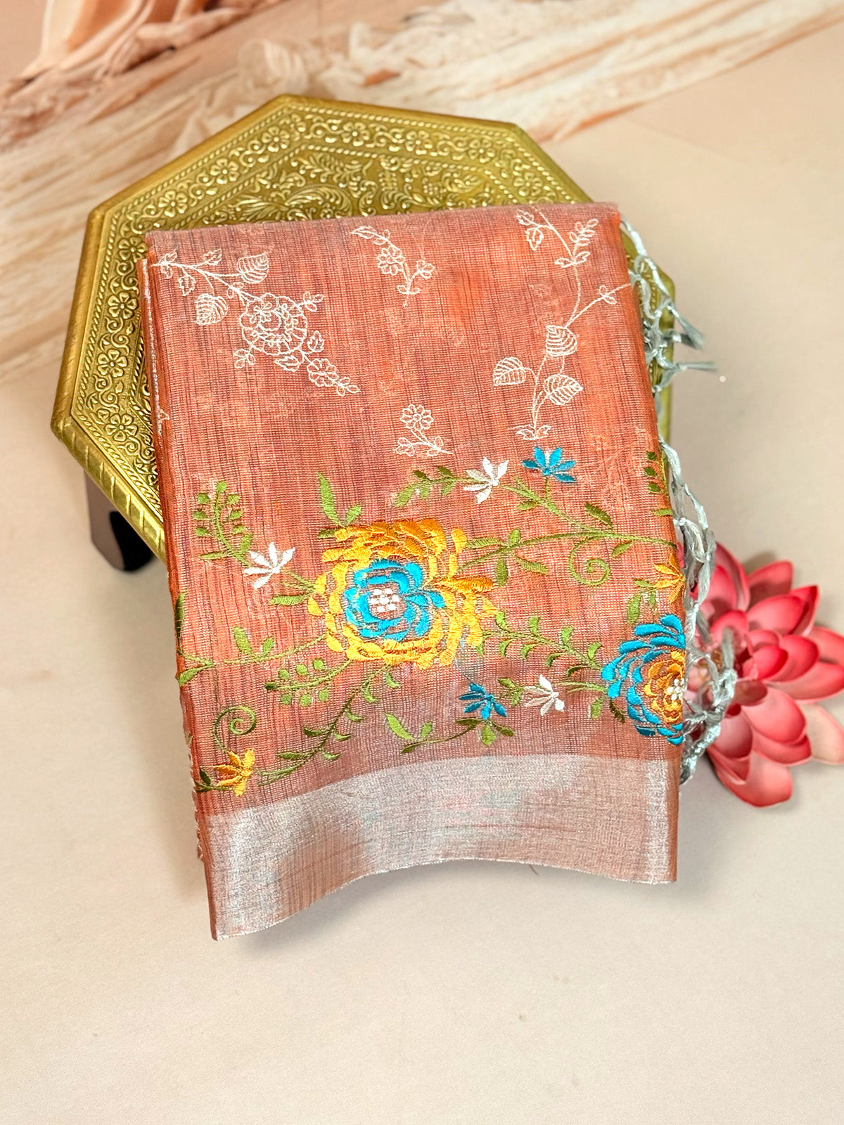 Tissue Banarasi Saree with Embroidery