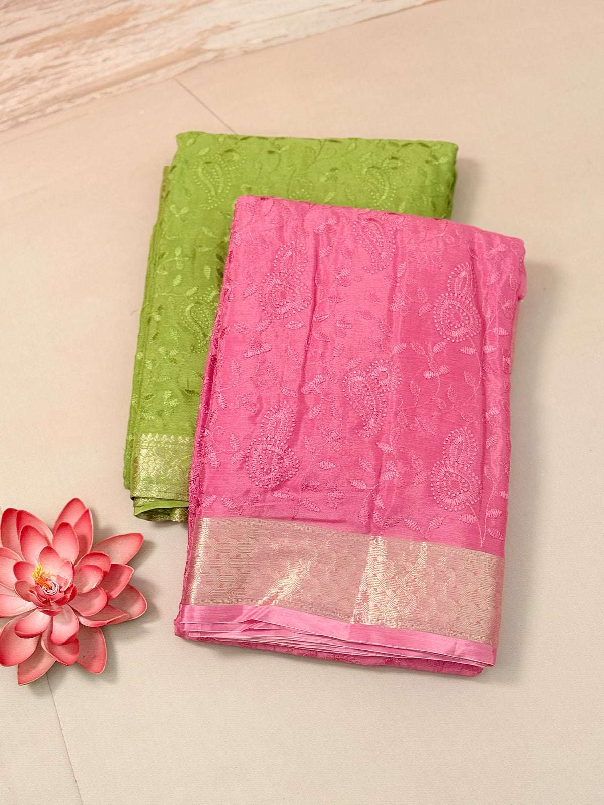 Pure crepe with self embroidery