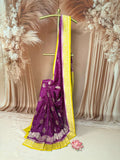 semi katan silk with contrast border